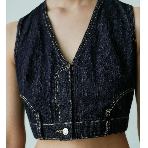 NEW! Zara Dark Denim TRF Vest - Picture 7 of 13